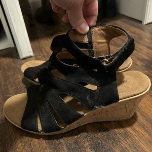 Black Wedge Sandals